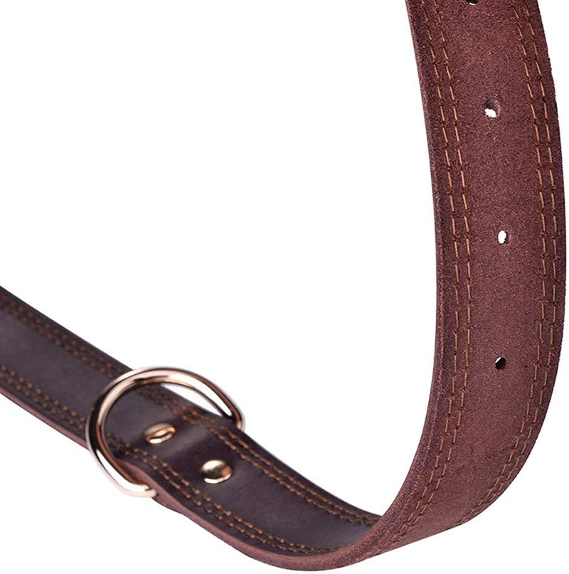 Vintage Leather Dog Collar - Heavy-Duty with Double D-Rings