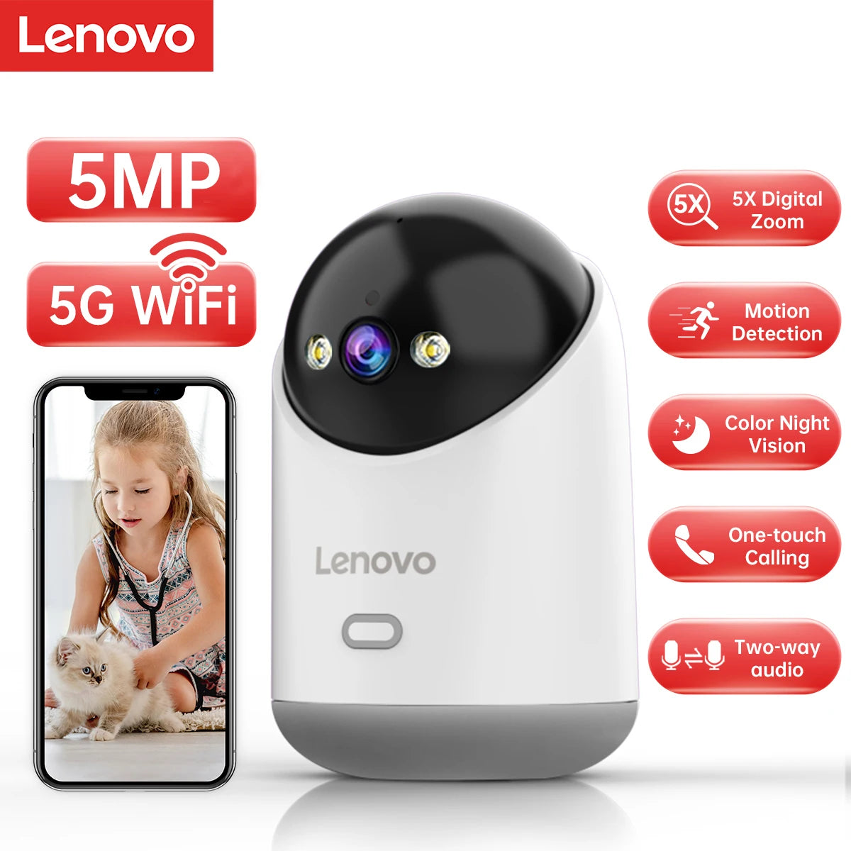 PetConnect HD – Smart WiFi 5MP Camera with Night Vision & Audio Chat