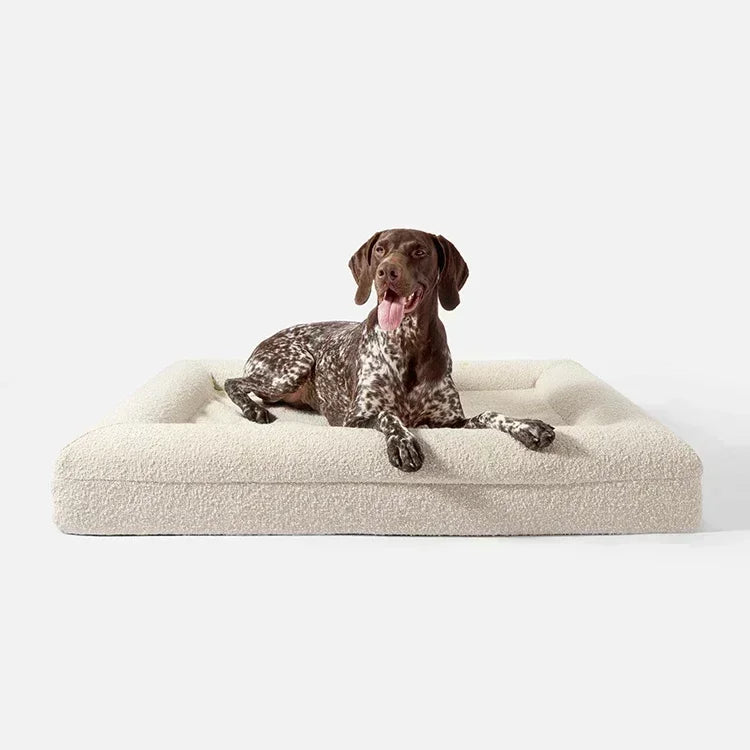 Château Paws White Bouclé Orthopedic Dog Lounger