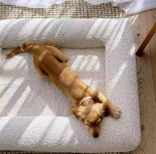 Château Paws White Bouclé Orthopedic Dog Lounger